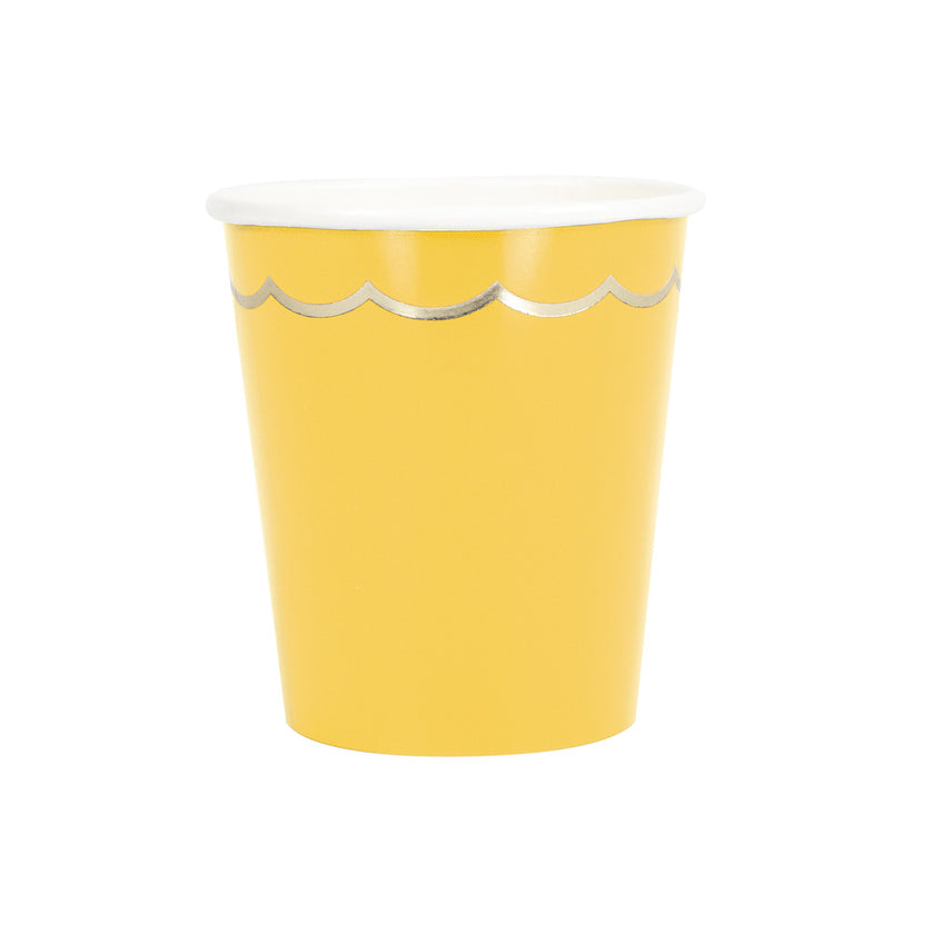 GOBELETS FESTONNES 200ML JAUNE CURRY ET OR X 8