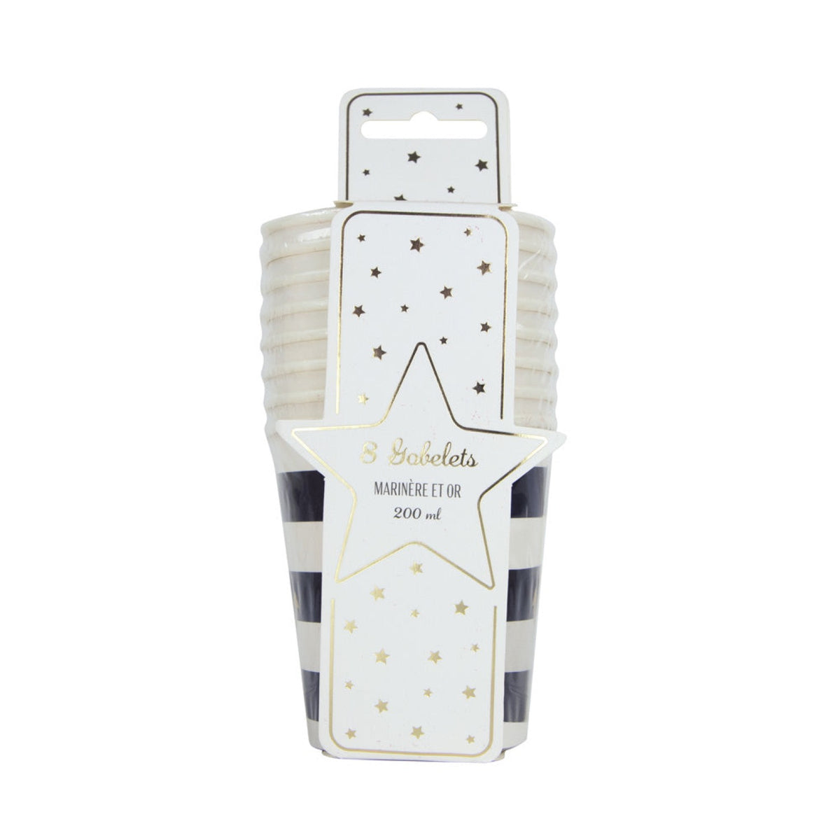 GOBELETS FESTONNES 200ML MARINIERE ET OR X 8