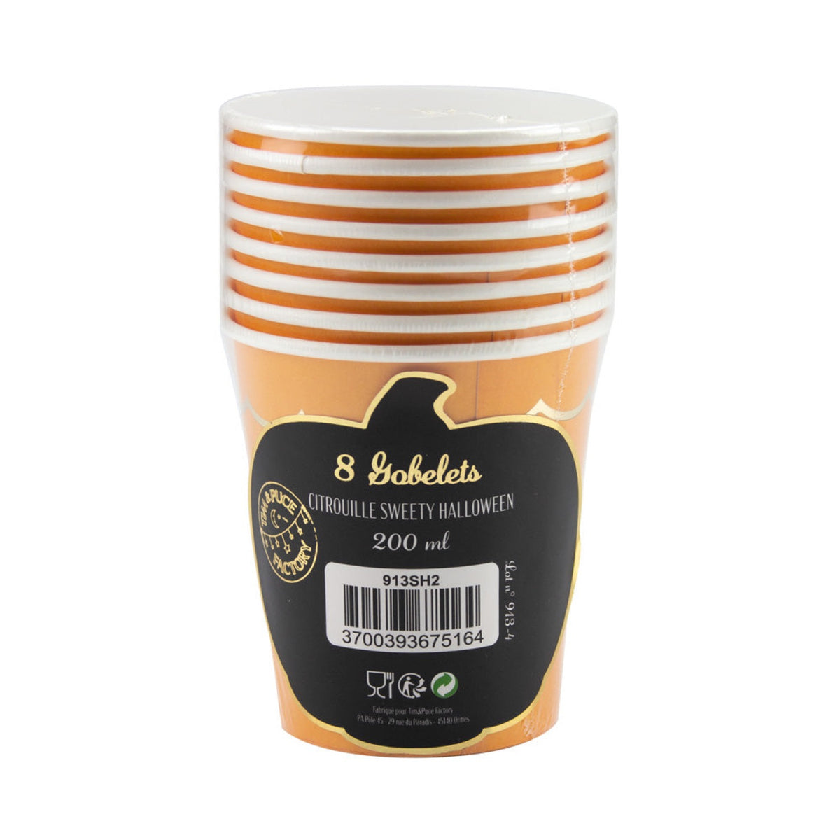 GOBELETS CITROUILLES SWEETY HALLOWEEN 200ML X 8