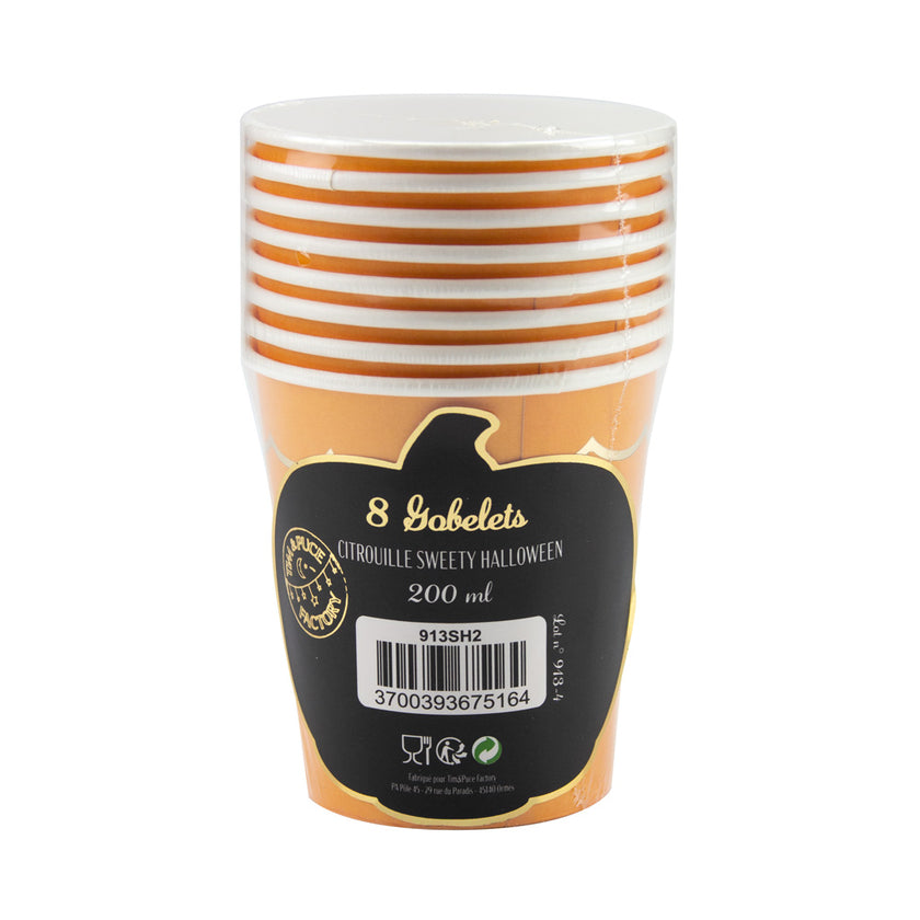 GOBELETS CITROUILLES SWEETY HALLOWEEN 200ML X 8