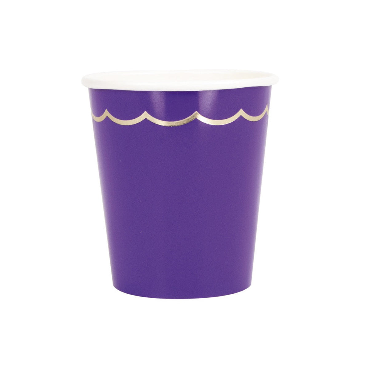 GOBELETS FESTONNES 200ML VIOLET ET OR X 8
