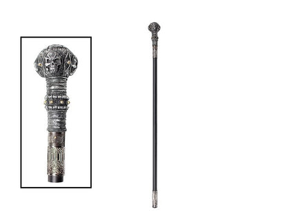 canne métallique droite gothique motif crânes luxe 90cm