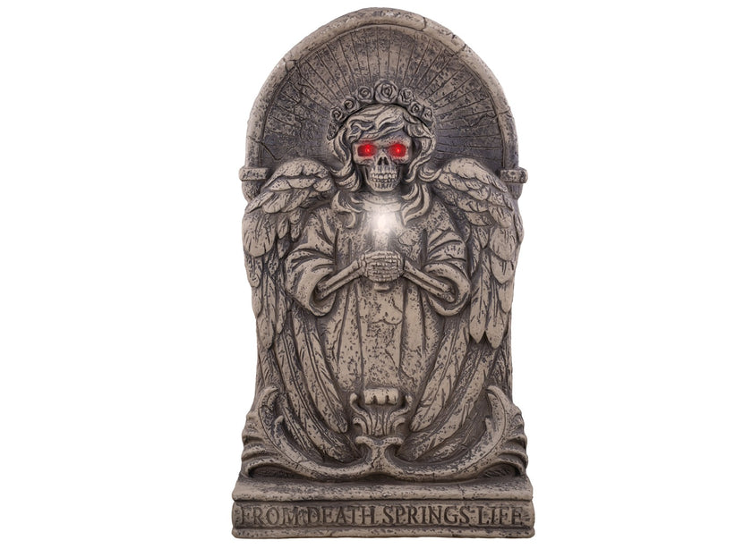 pierre tombale squelette ange lumineuse et sonore 63.5cm