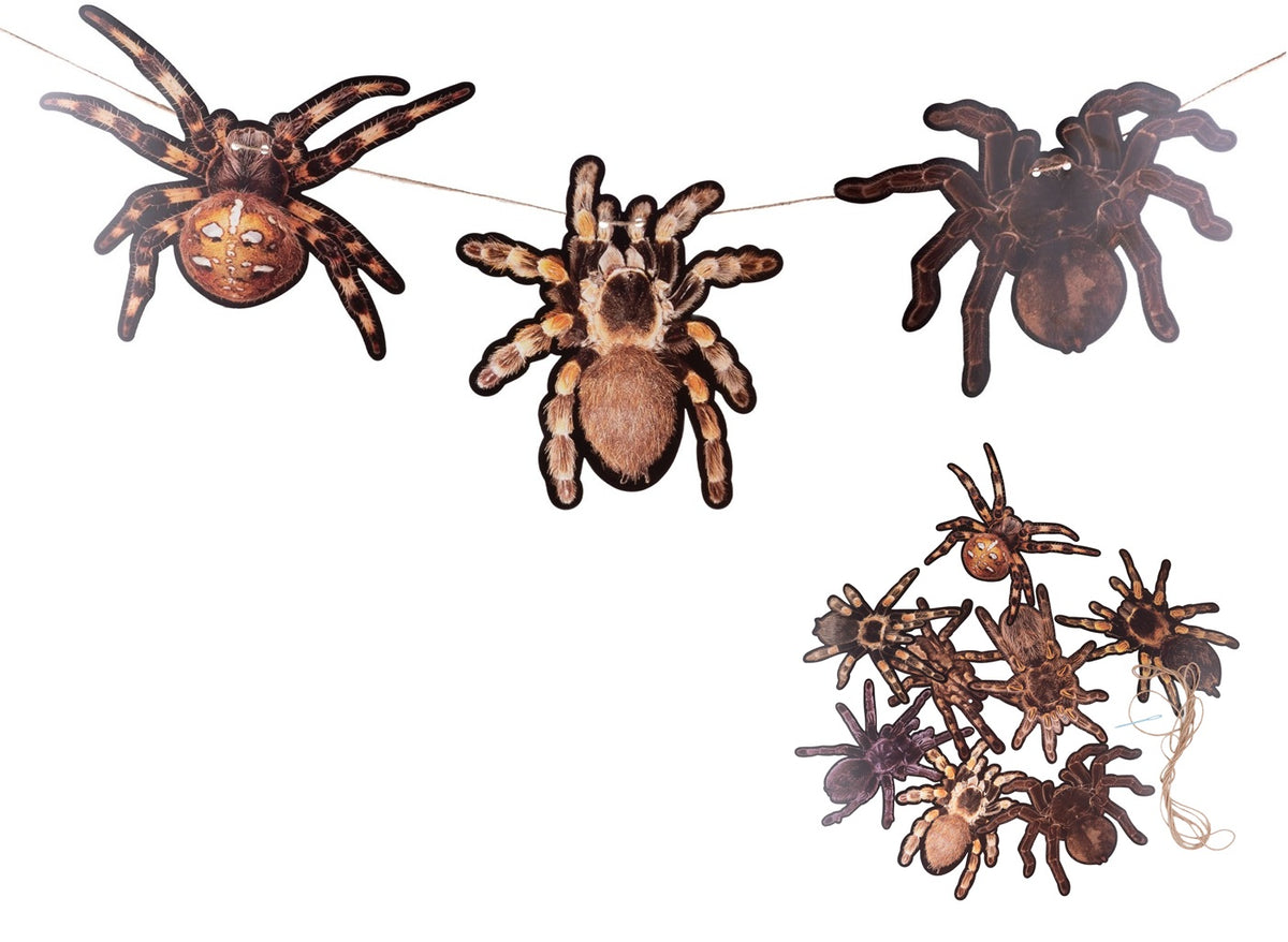 guirlande papier avec 8 araignées 4m