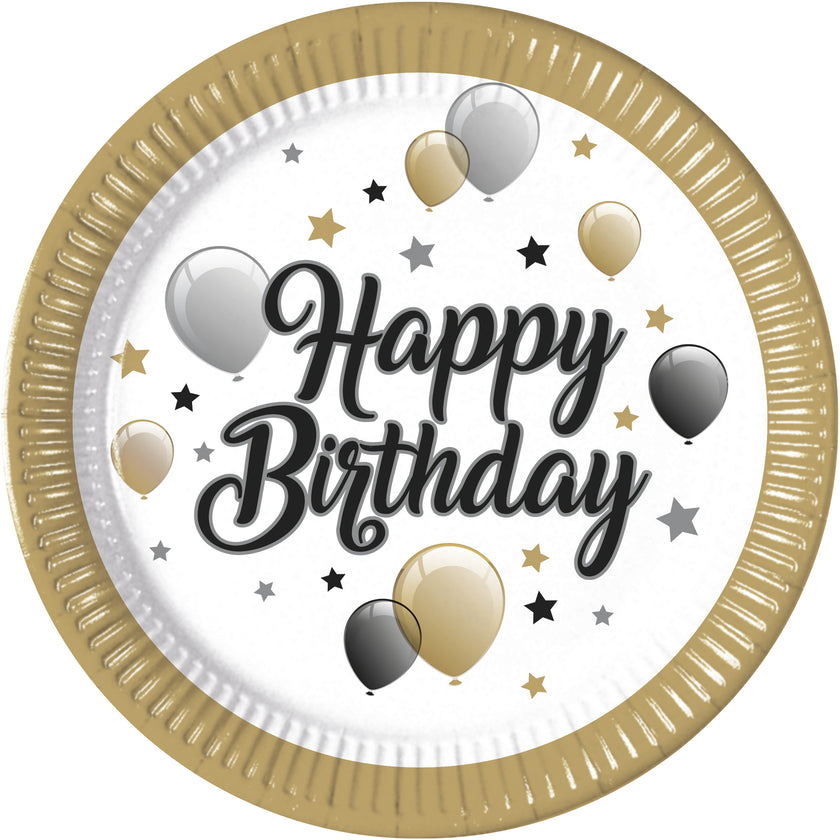 8 grandes assiettes ballons Happy Birthday