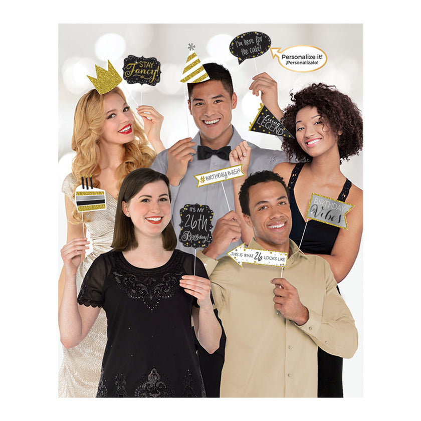 13 accessoires pour Photo booth Gold Celebration