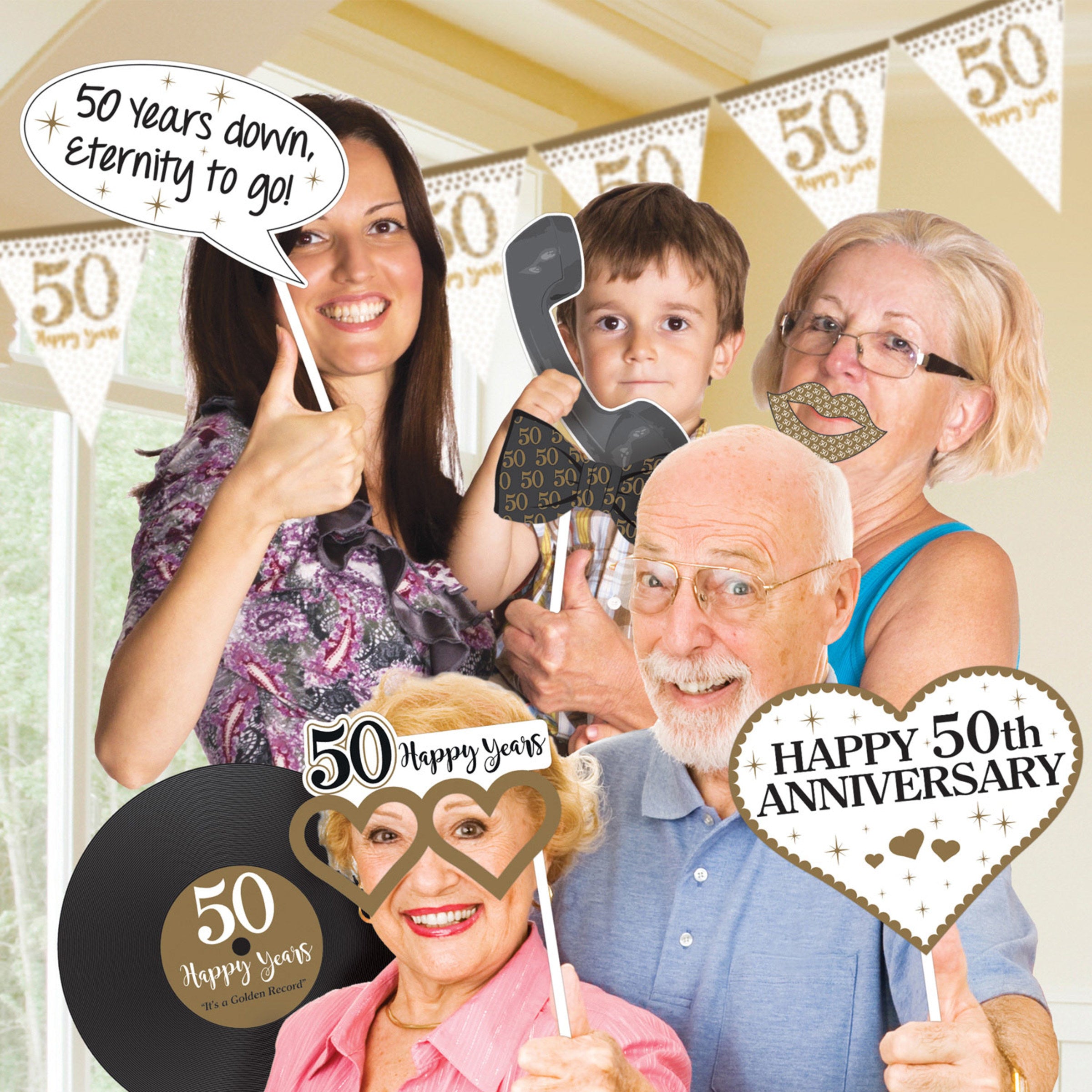 12 accessoires Photo booth Golden Anniversary
