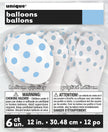 6 ballons blancs à pois bleus