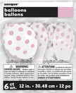 6 ballons blancs à pois roses