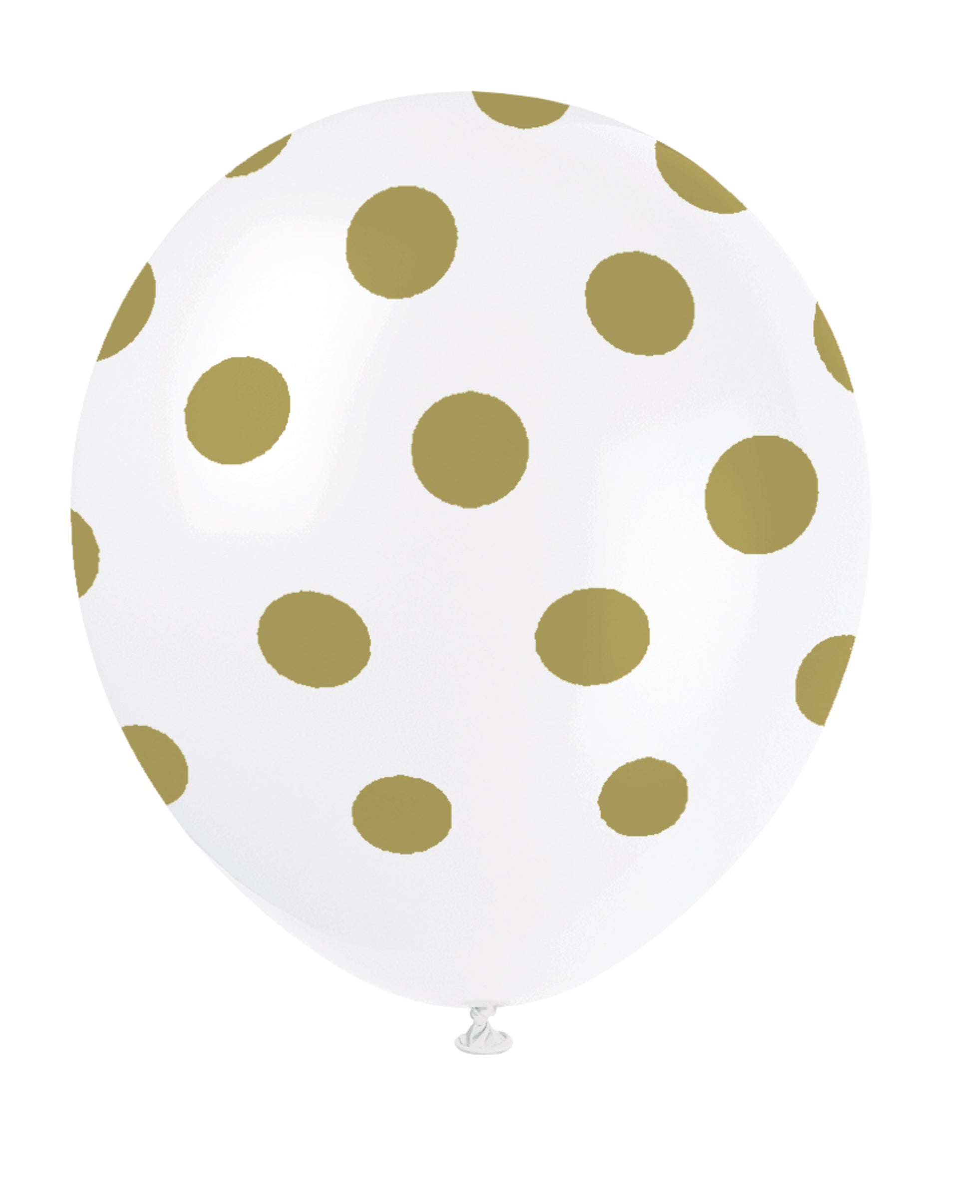 6 ballons blancs à pois dorés