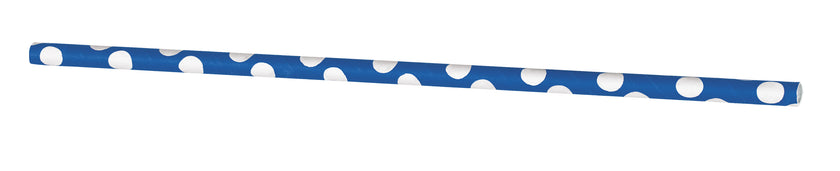 10 pailles à pois bleus foncé et blancs