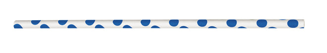 10 pailles à pois bleus foncé et blancs