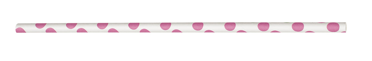 10 pailles à pois roses et blancs