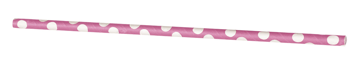 10 pailles à pois roses et blancs