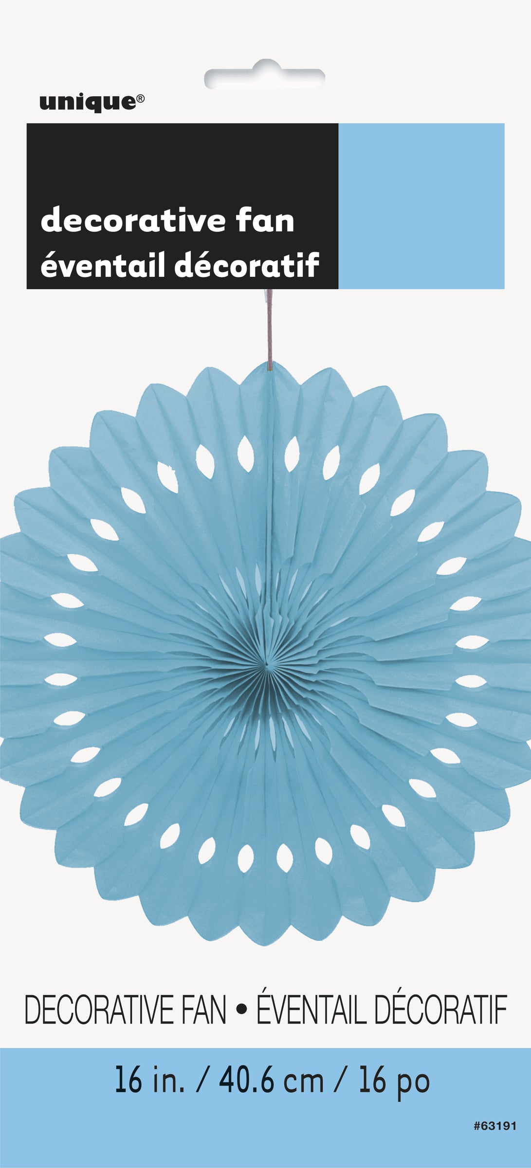 Rosace en papier bleue ciel - Gamme couleur unie