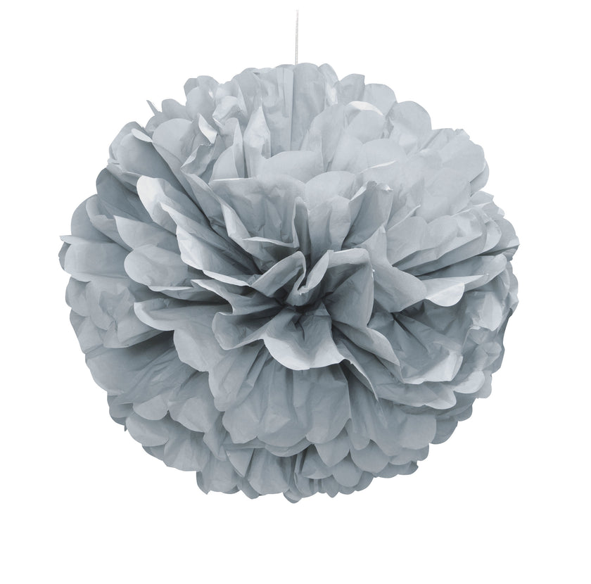 Pompon décoration argenté - Gamme couleur unie