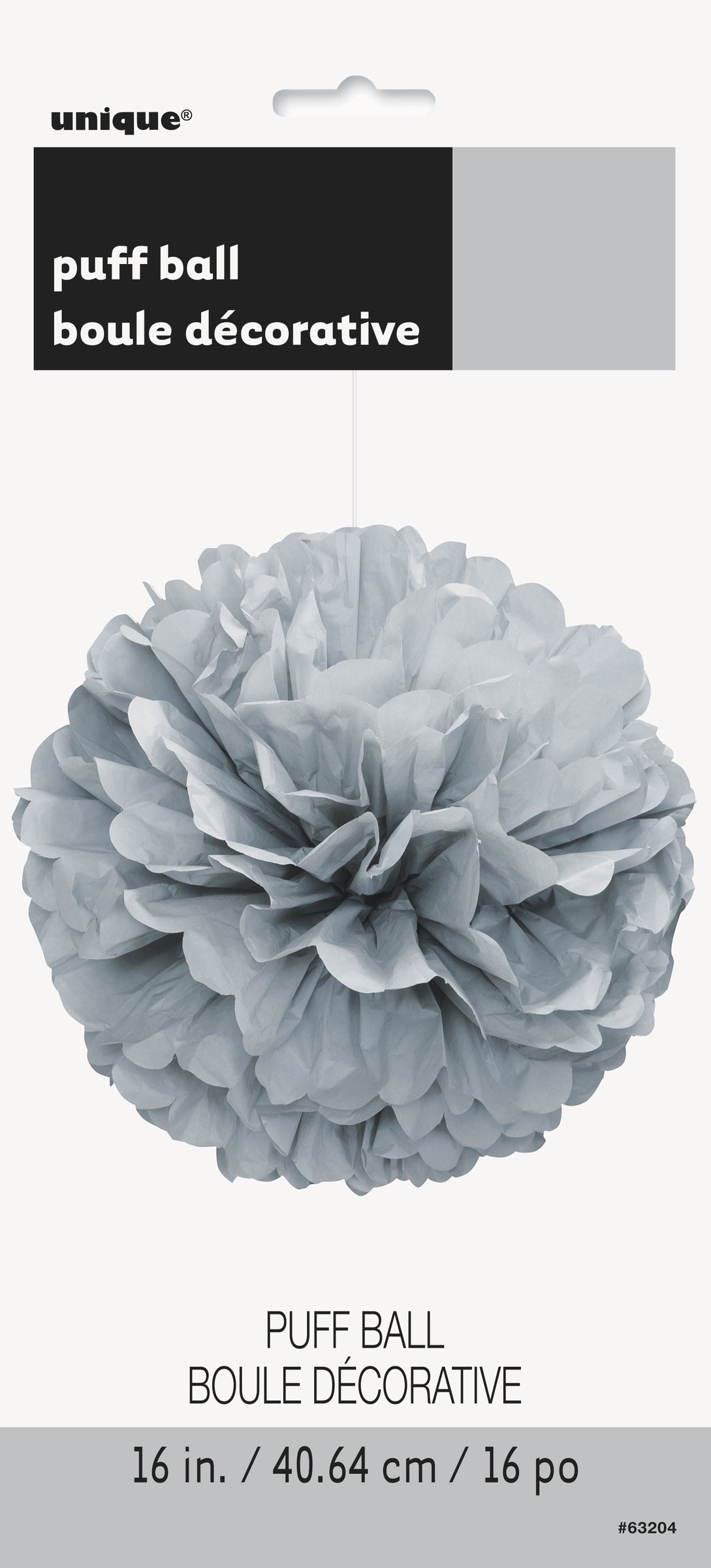 Pompon décoration argenté - Gamme couleur unie