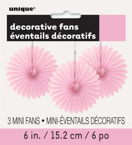 3 rosaces en papier rose clair - Gamme couleur unie