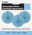 3 rosaces en papier bleu ciel - Gamme couleur unie