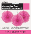 3 rosaces en papier rose - Gamme couleur unie
