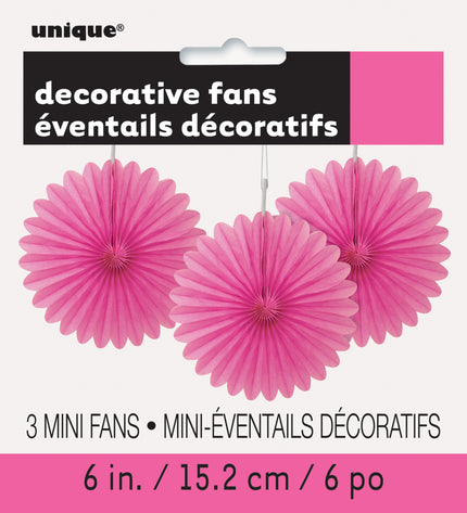 3 rosaces en papier rose - Gamme couleur unie