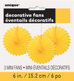 3 rosaces en papier jaune - Gamme couleur unie