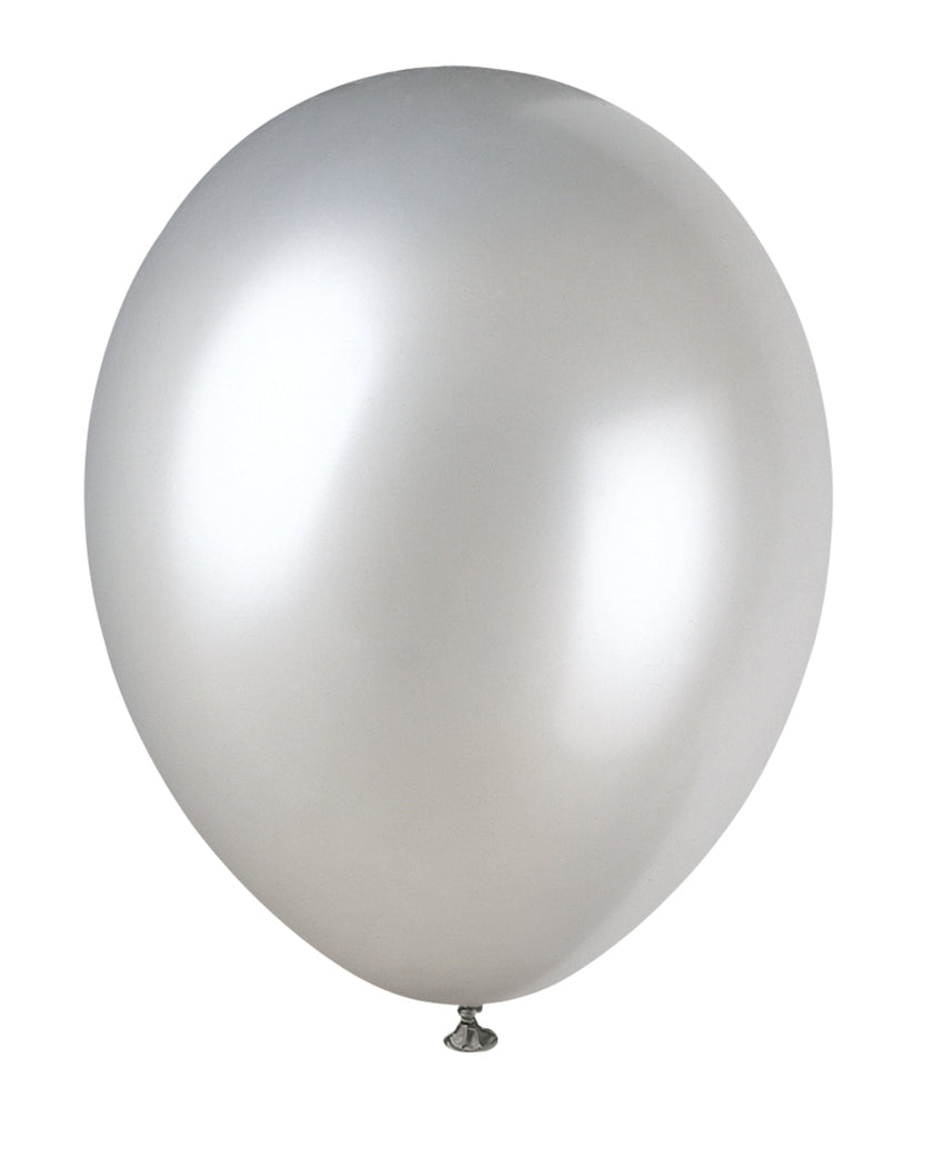 8 ballons argentés métallisés - Gamme couleur unie