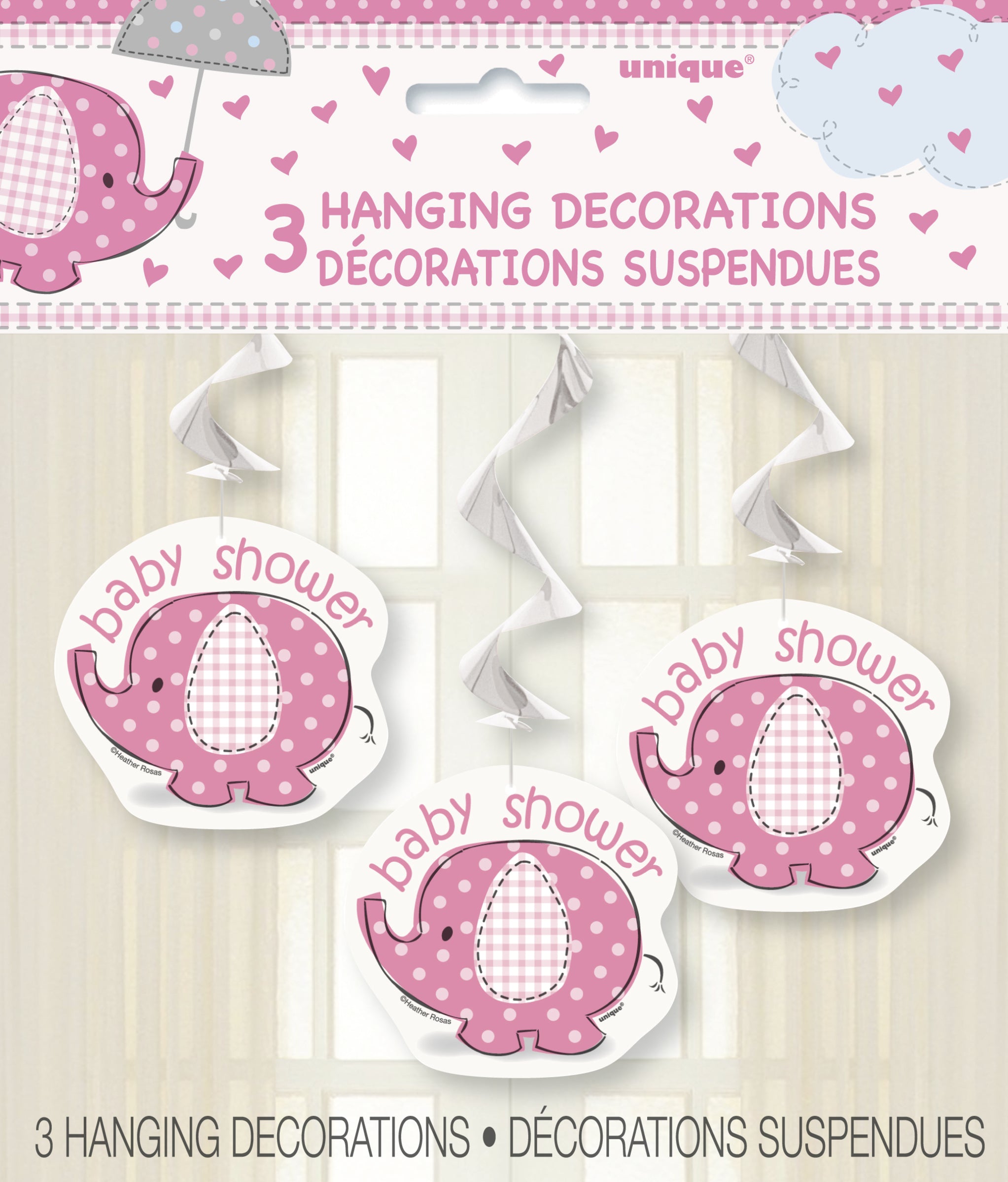 3 décorations à suspendre roses - Umbrellaphants Pink