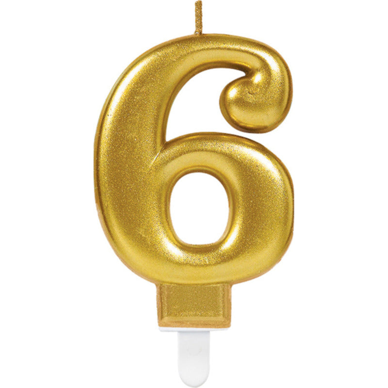 1 Bougie Chiffre 6 Or 9.3cm - Amscan
