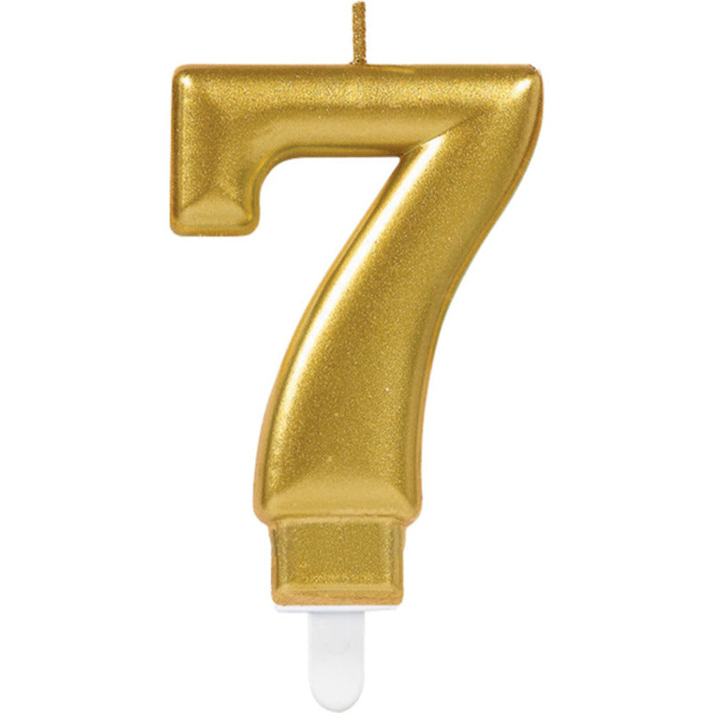 1 Bougie Chiffre 7 Or 9.3cm - Amscan