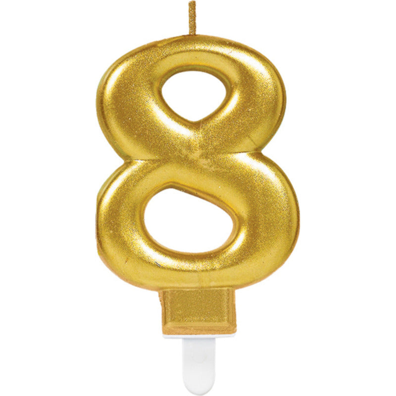 1 Bougie Chiffre 8 Or 9.3cm - Amscan