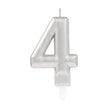1 Bougie Chiffre 4 Argent 9.3cm - Amscan