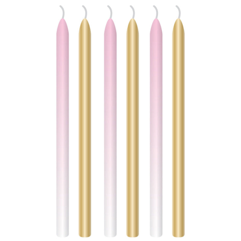 6 Bougies Rose Ombre 12cm - Amscan