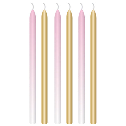 6 Bougies Rose Ombre 12cm - Amscan