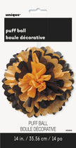 Pompon décoration noir et orange- Basic Halloween