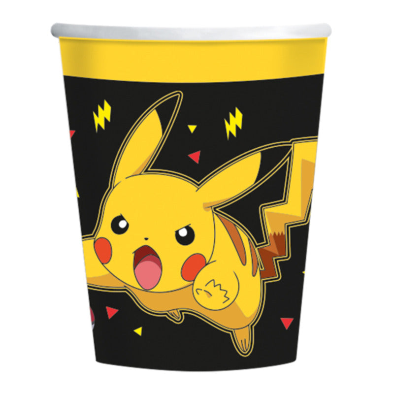 8 Verres Papier Pokémon Noir - Amscan