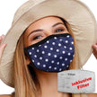 masque textile lavable avec filtre actif bleu à pois
