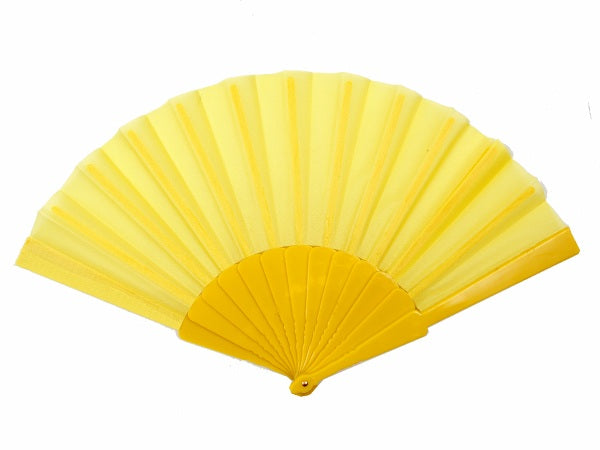 éventail plastique jaune 22cm