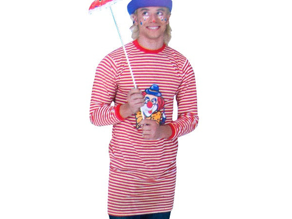 déguisement t-shirt long de clown rouge et blanc
