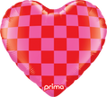 18” Heart Red & Pink Checker - Prima
