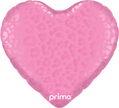 18” Heart Dark Pink Matte & Shiny Leopard Print - Prima
