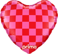 9” Heart Red & Pink Checker - Prima