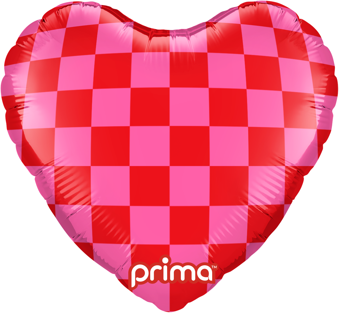 9” Heart Red & Pink Checker - Prima