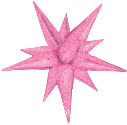 40” Dark Pink Matte & Shiny Leopard Print Starburst - Prima
