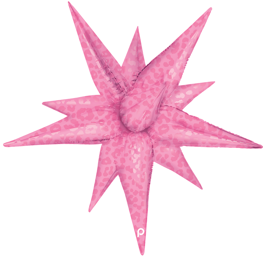 40” Dark Pink Matte & Shiny Leopard Print Starburst - Prima