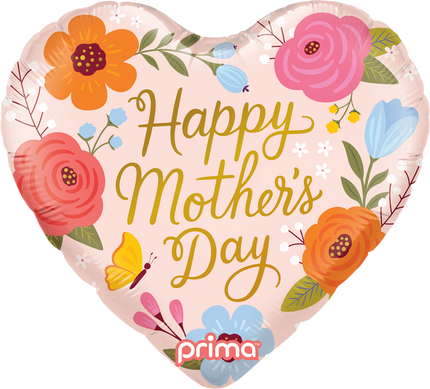 18” Heart Happy Mother's Day Trendy Flowers & Butterfly - Prima