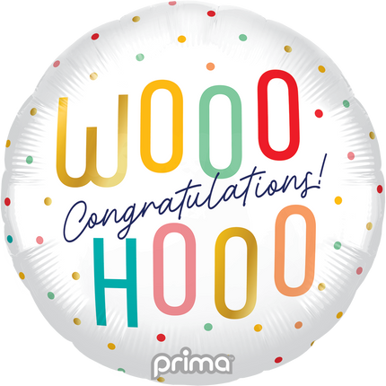 18” Round Woohoo Congratulations Colorful Dots - Prima