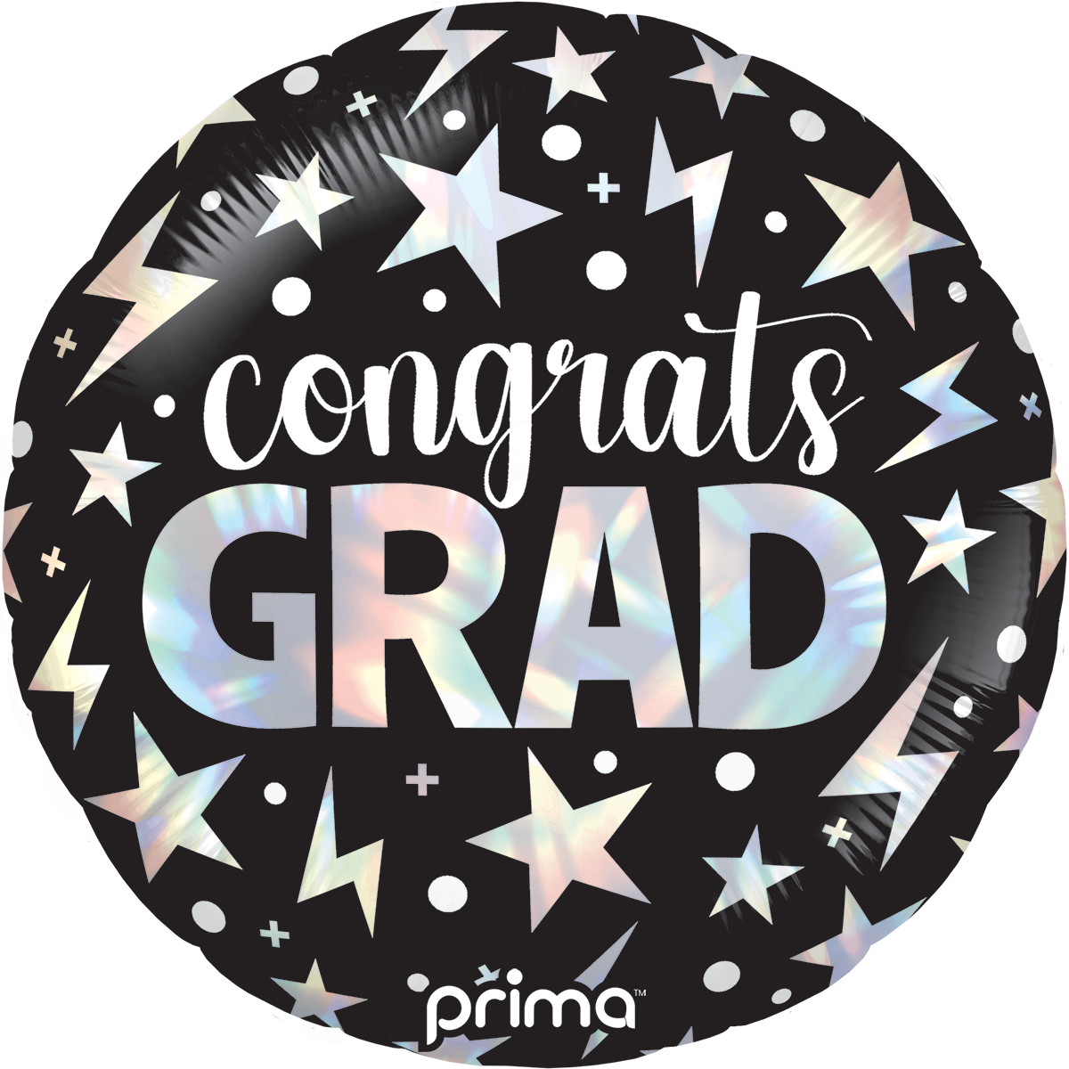 18” Round Congrats Grad Holographic Stars & Lightning Bolts - Prima