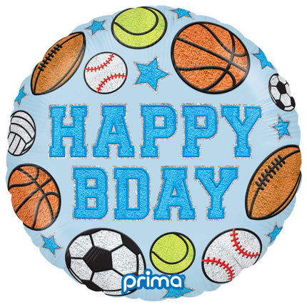 1 Ballon Aluminium Round Happy Birthday Boy Patches 18