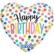 1 Poche De 6 Ballons Aluminium Heart Happy Birthday Confetti 9